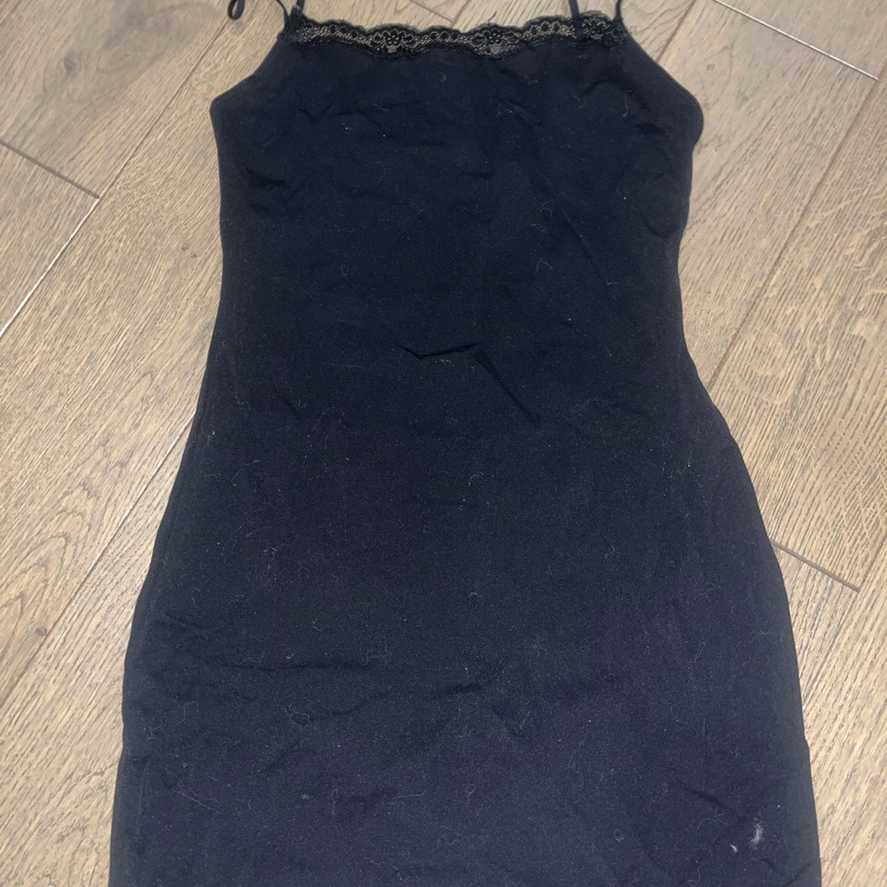 Garage Black Mini Dress with Lace Detail